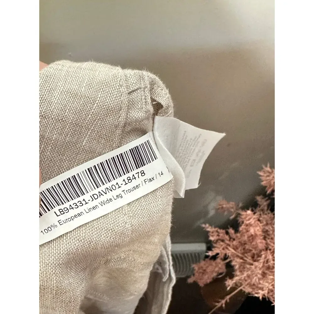 QUINCE 100% European Linen Patch Pocket Wide Leg Pants Flax Sz 14 {XX7}